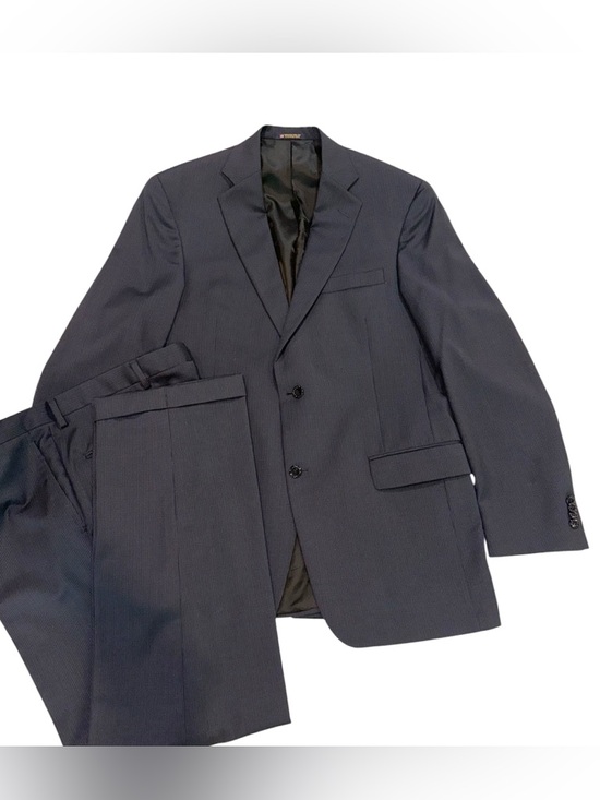 Hart Schaffner Marx Other - Hart Schaffner & Marx Gold Trumpeter 2Pc Suit Wool Navy Pinstripe 42L 38x32 USA